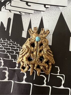 Vintage Jacques Lipchitz modernist brutalist brooch Doves of Peace  Pendant